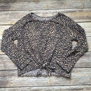 Treasure & Bond Leopard Fleeced Long Sleeve Top
